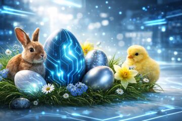 Wielkanocna grafika z motywami wiosennymi i życzeniami świątecznymi od ELETOR